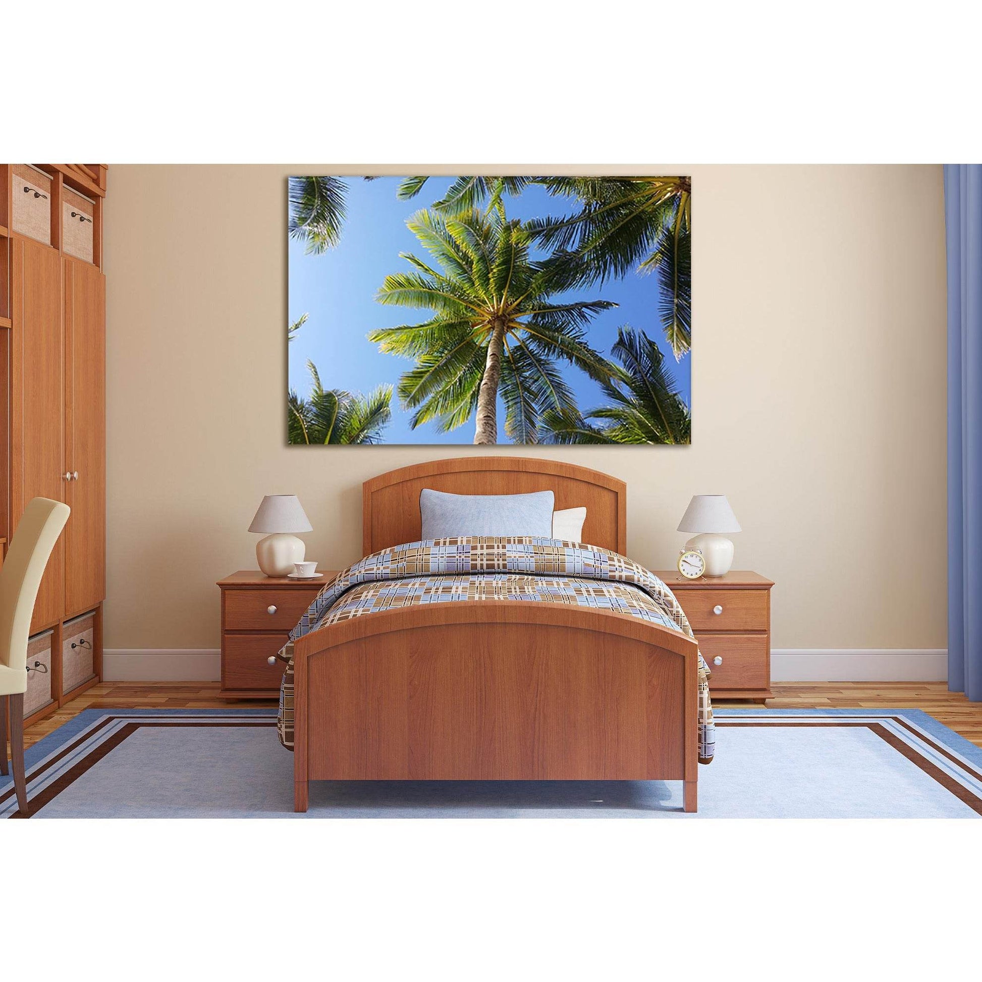 Crown Palm Under Blue Sky №SL513 Ready to Hang Canvas PrintCanvas art arrives ready to hang, with hanging accessories included and no additional framing required. Every canvas print is hand-crafted, made on-demand at our workshop and expertly stretched ar