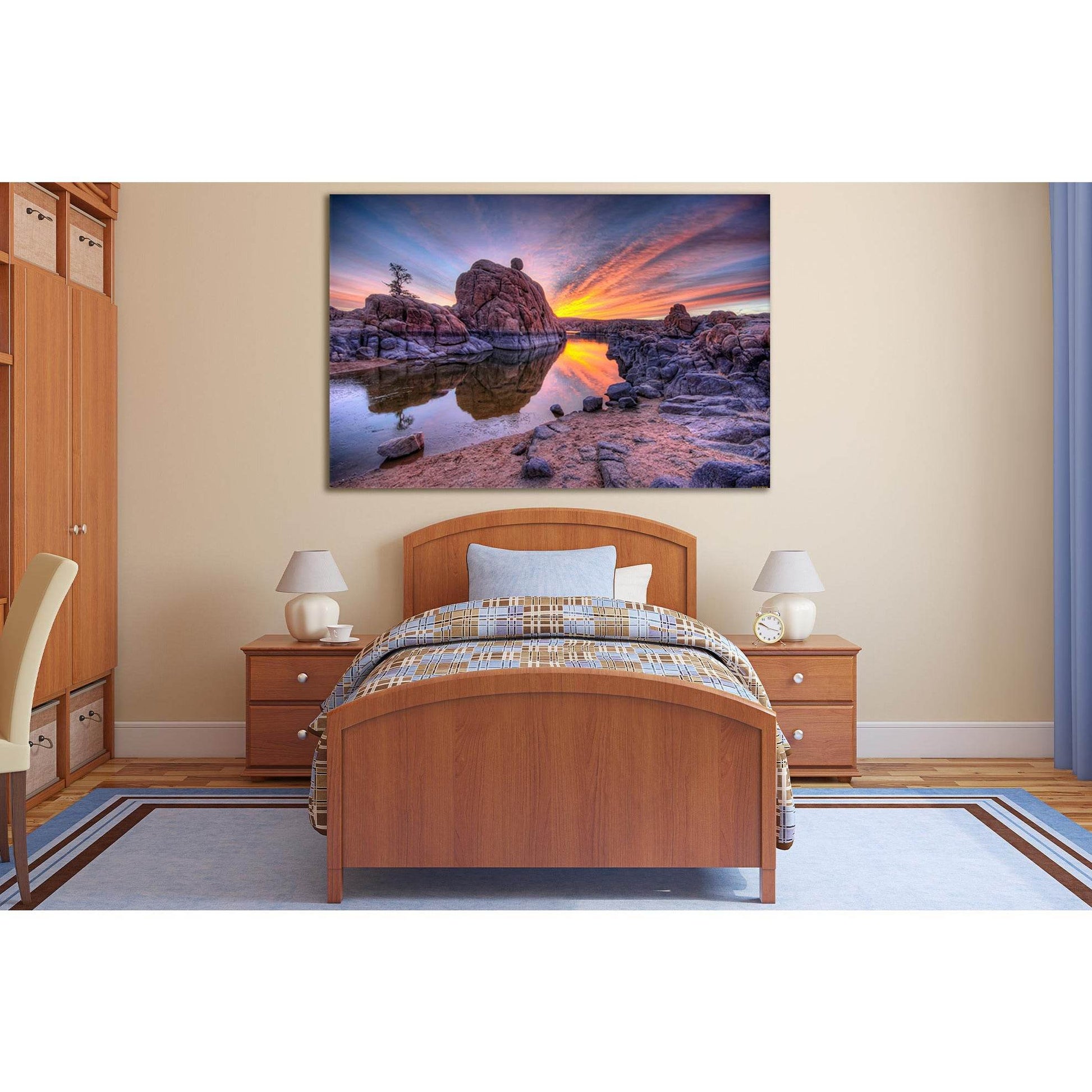 River Among Rocks Sunset №SL257 Ready to Hang Canvas PrintCanvas art arrives ready to hang, with hanging accessories included and no additional framing required. Every canvas print is hand-crafted, made on-demand at our workshop and expertly stretched aro