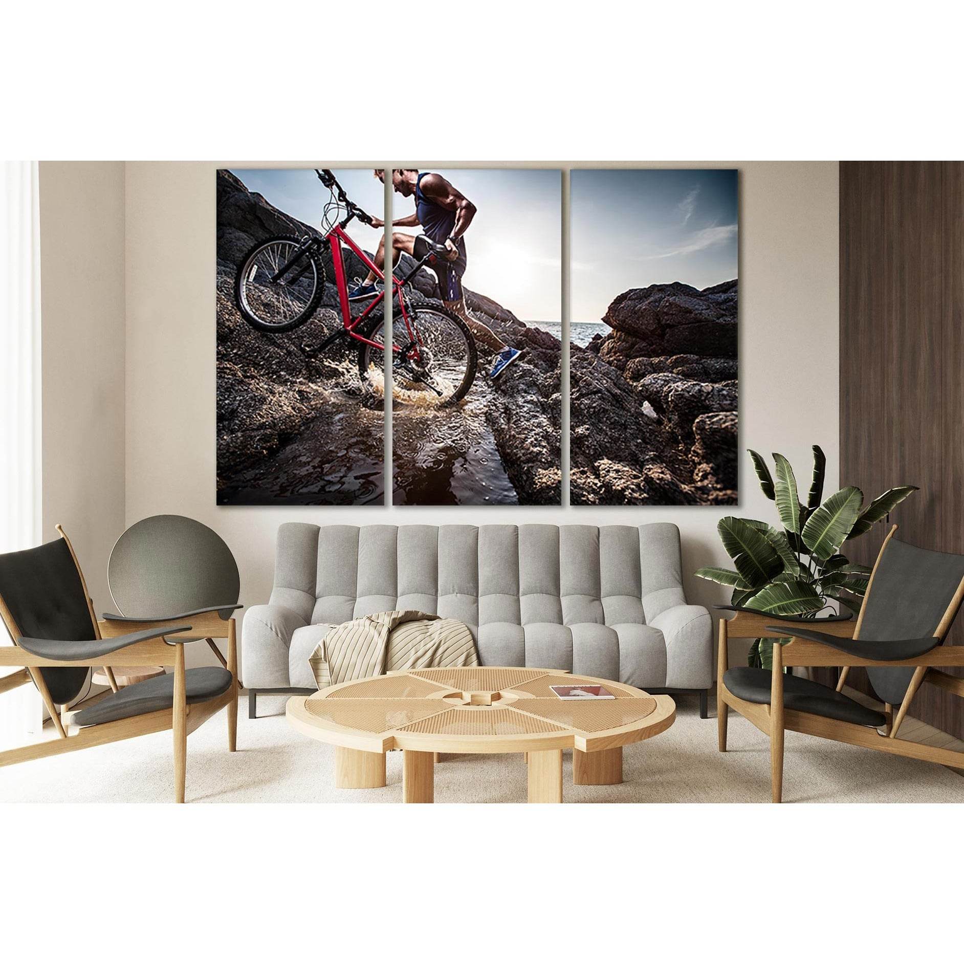 Bicycle Sport On The Rocks №SL918 Ready to Hang Canvas PrintCanvas art arrives ready to hang, with hanging accessories included and no additional framing required. Every canvas print is hand-crafted, made on-demand at our workshop and expertly stretched a