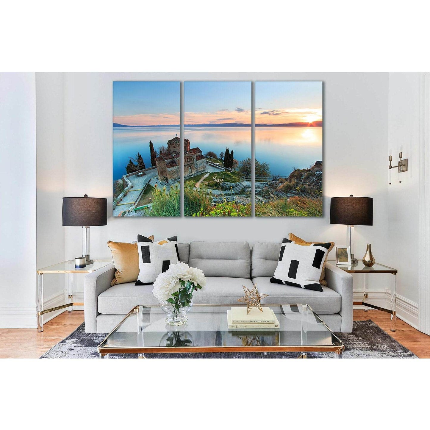 Church Near Lake Sunset №SL216 Ready to Hang Canvas PrintCanvas art arrives ready to hang, with hanging accessories included and no additional framing required. Every canvas print is hand-crafted, made on-demand at our workshop and expertly stretched arou