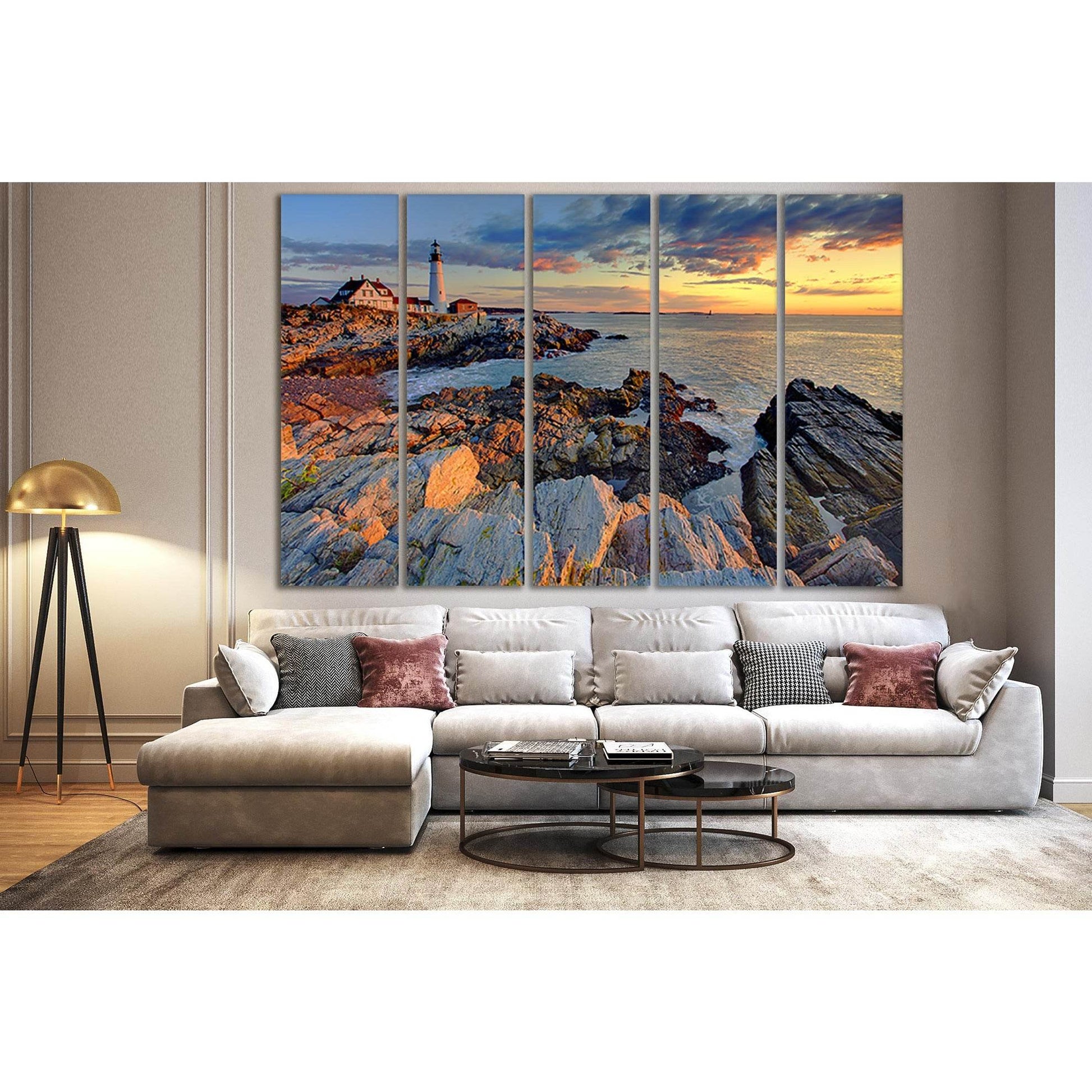 Portland Lighthouse And Sunrise №SL243 Ready to Hang Canvas PrintCanvas art arrives ready to hang, with hanging accessories included and no additional framing required. Every canvas print is hand-crafted, made on-demand at our workshop and expertly stretc