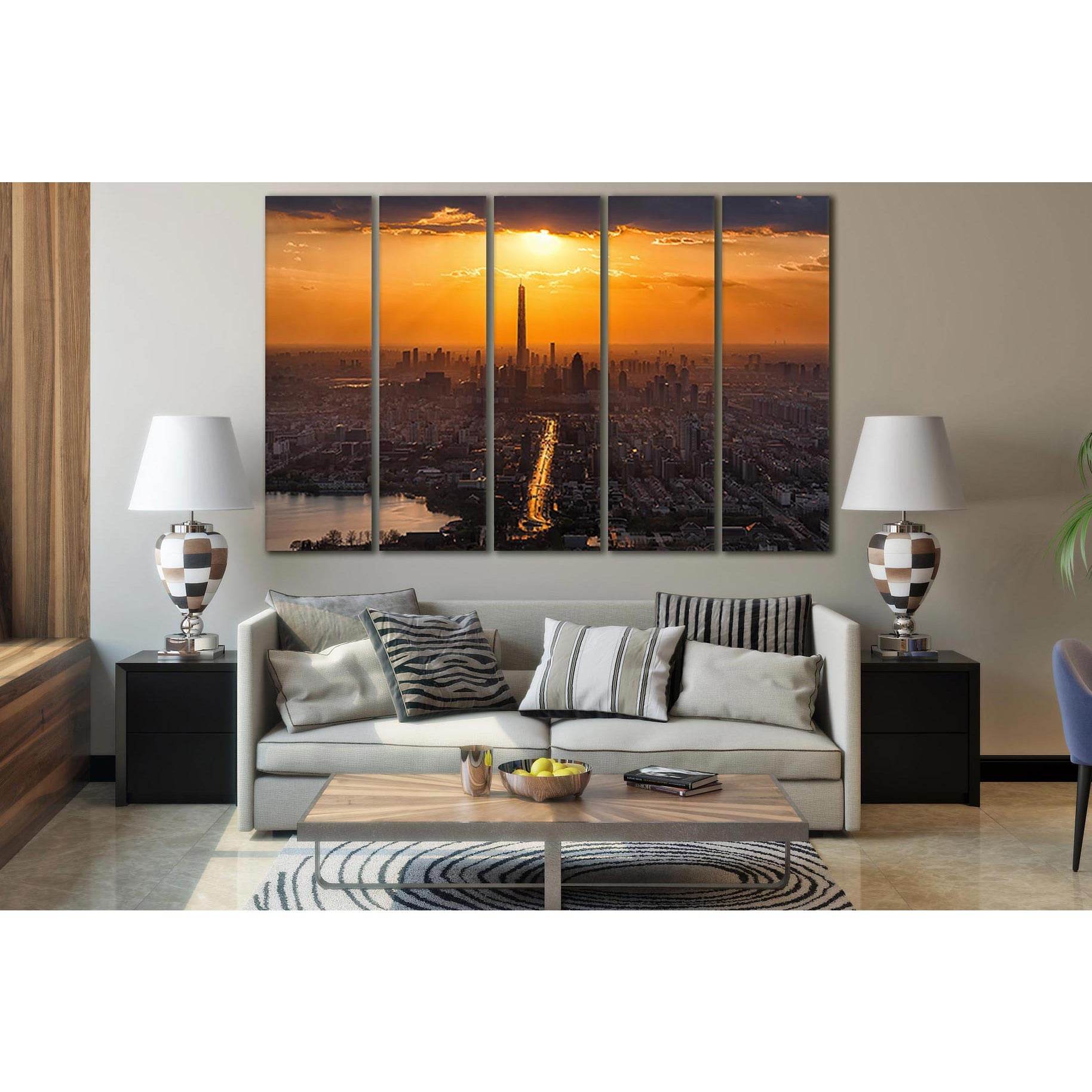 Sunset Over City №SL297 Ready to Hang Canvas PrintCanvas art arrives ready to hang, with hanging accessories included and no additional framing required. Every canvas print is hand-crafted, made on-demand at our workshop and expertly stretched around 100%