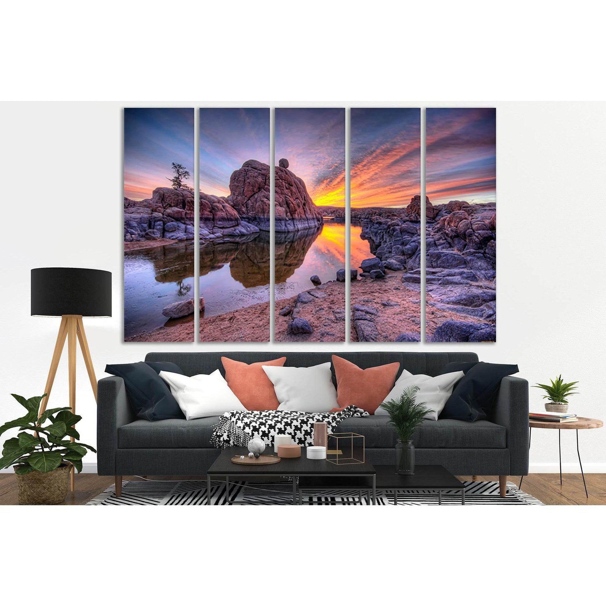 River Among Rocks Sunset №SL257 Ready to Hang Canvas PrintCanvas art arrives ready to hang, with hanging accessories included and no additional framing required. Every canvas print is hand-crafted, made on-demand at our workshop and expertly stretched aro