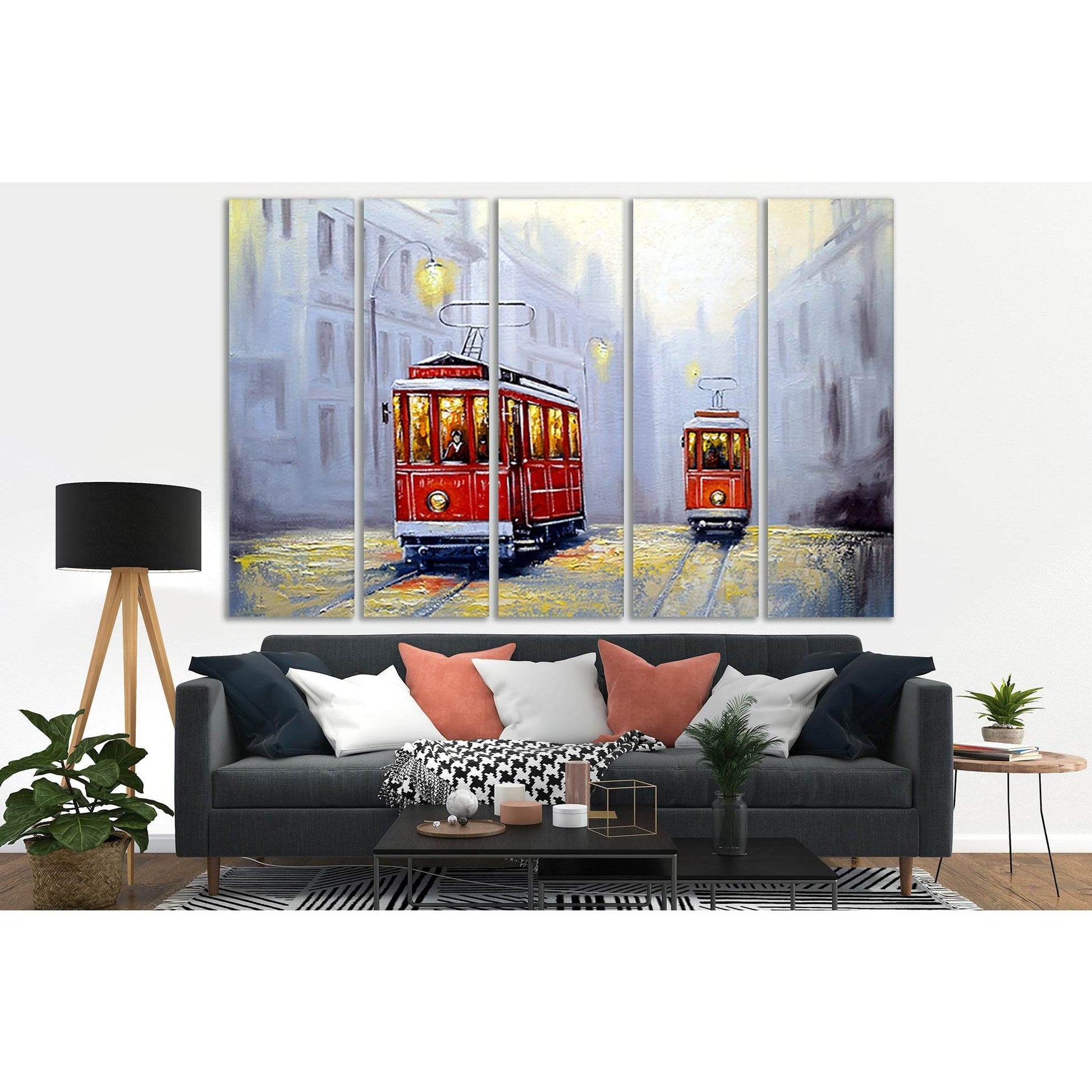 Tram In Old Town Oil Painting №SL584 Ready to Hang Canvas PrintCanvas art arrives ready to hang, with hanging accessories included and no additional framing required. Every canvas print is hand-crafted, made on-demand at our workshop and expertly stretche