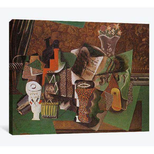 Pablo Picasso, Still Life with Cards, Glasses and a Bottle of Rum- Vive la France - Ready to Hang Canvas PrintCanvas art arrives ready to hang, with hanging accessories included and no additional framing required. Every canvas print is hand-crafted, made