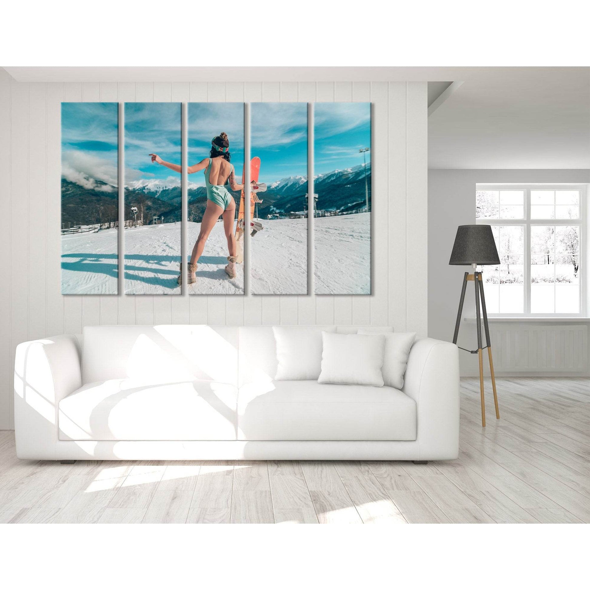 Girl In Bikini With The Snowboard №04427 Ready to Hang Canvas PrintCanvas art arrives ready to hang, with hanging accessories included and no additional framing required. Every canvas print is hand-crafted, made on-demand at our workshop and expertly stre