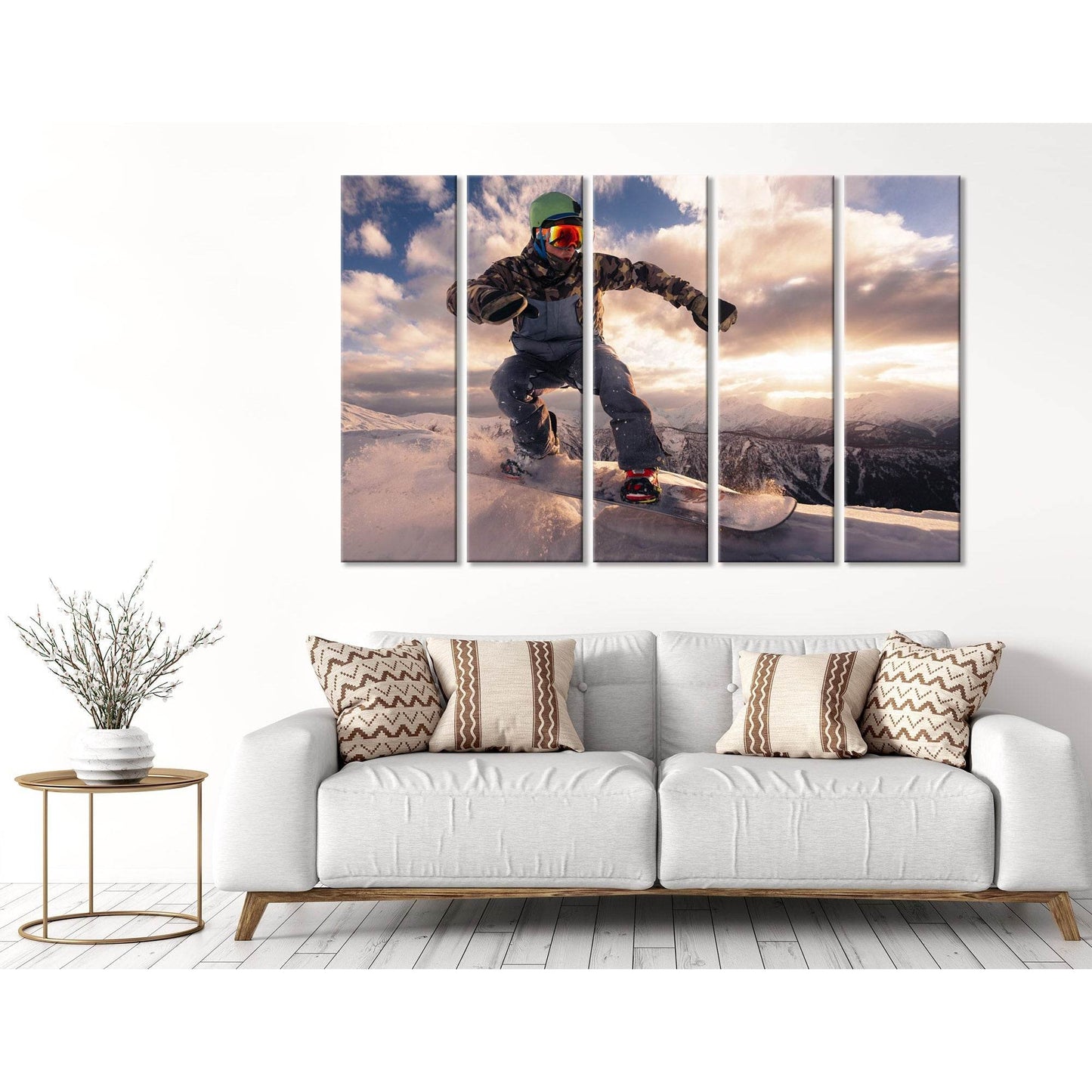 Descent Of The Snowboarder From The Mountain During Sunset №04439 Ready to Hang Canvas PrintCanvas art arrives ready to hang, with hanging accessories included and no additional framing required. Every canvas print is hand-crafted, made on-demand at our w