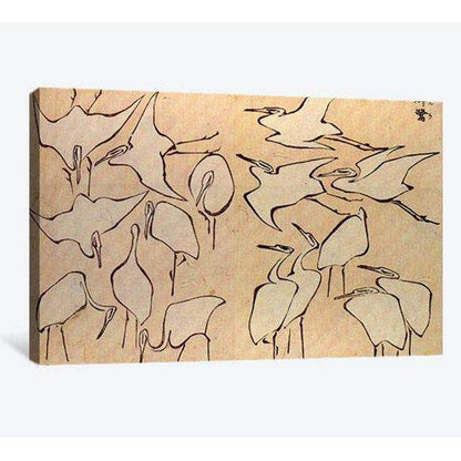 Katsushika Hokusai, Egrets from quick lessons in simplified drawing - Canvas printCanvas art arrives ready to hang, with hanging accessories included and no additional framing required. Every canvas print is hand-crafted, made on-demand at our workshop an