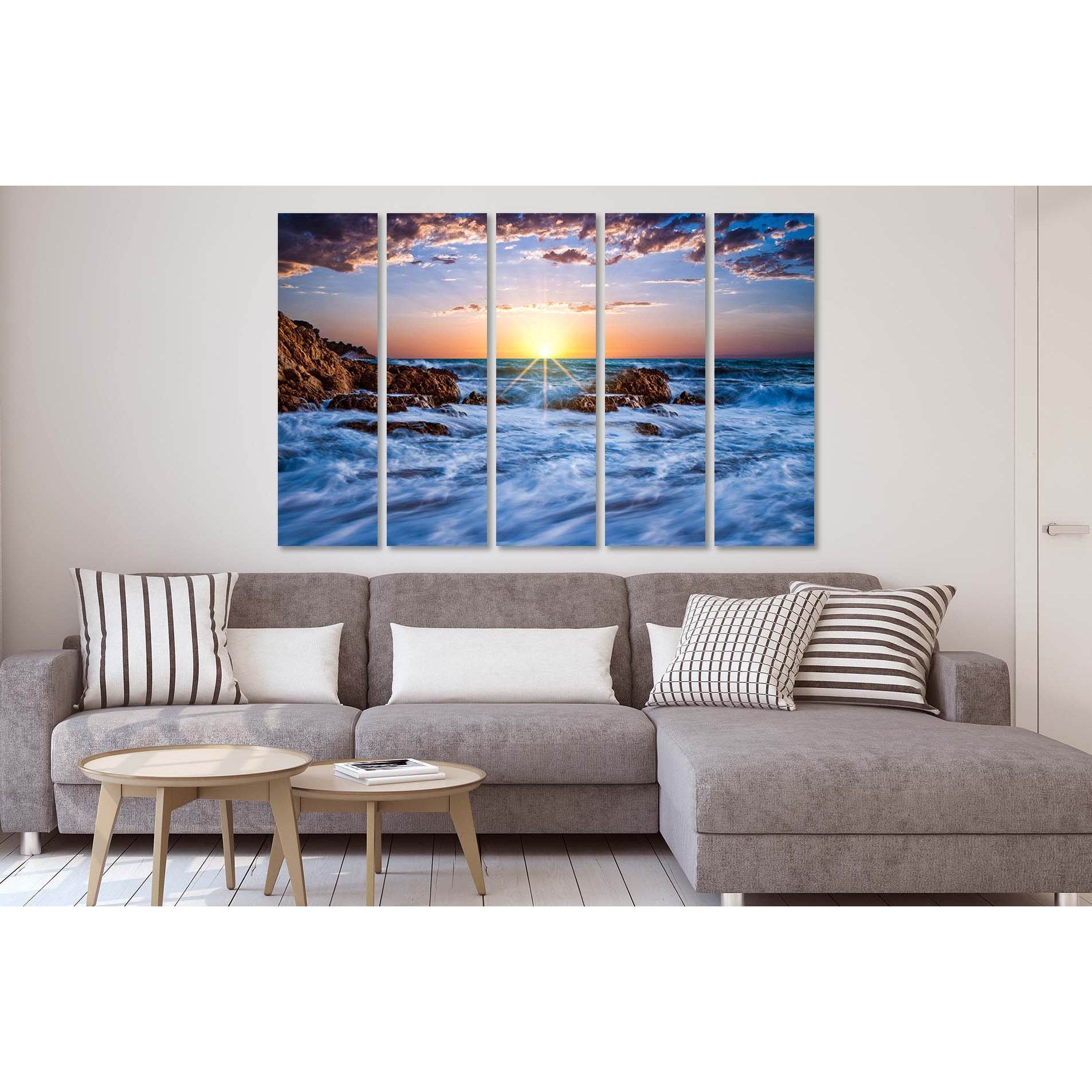 Storm waves at sunrise №D1232 Ready to Hang Canvas PrintCanvas art arrives ready to hang, with hanging accessories included and no additional framing required. Every canvas print is hand-crafted, made on-demand at our workshop and expertly stretched aroun