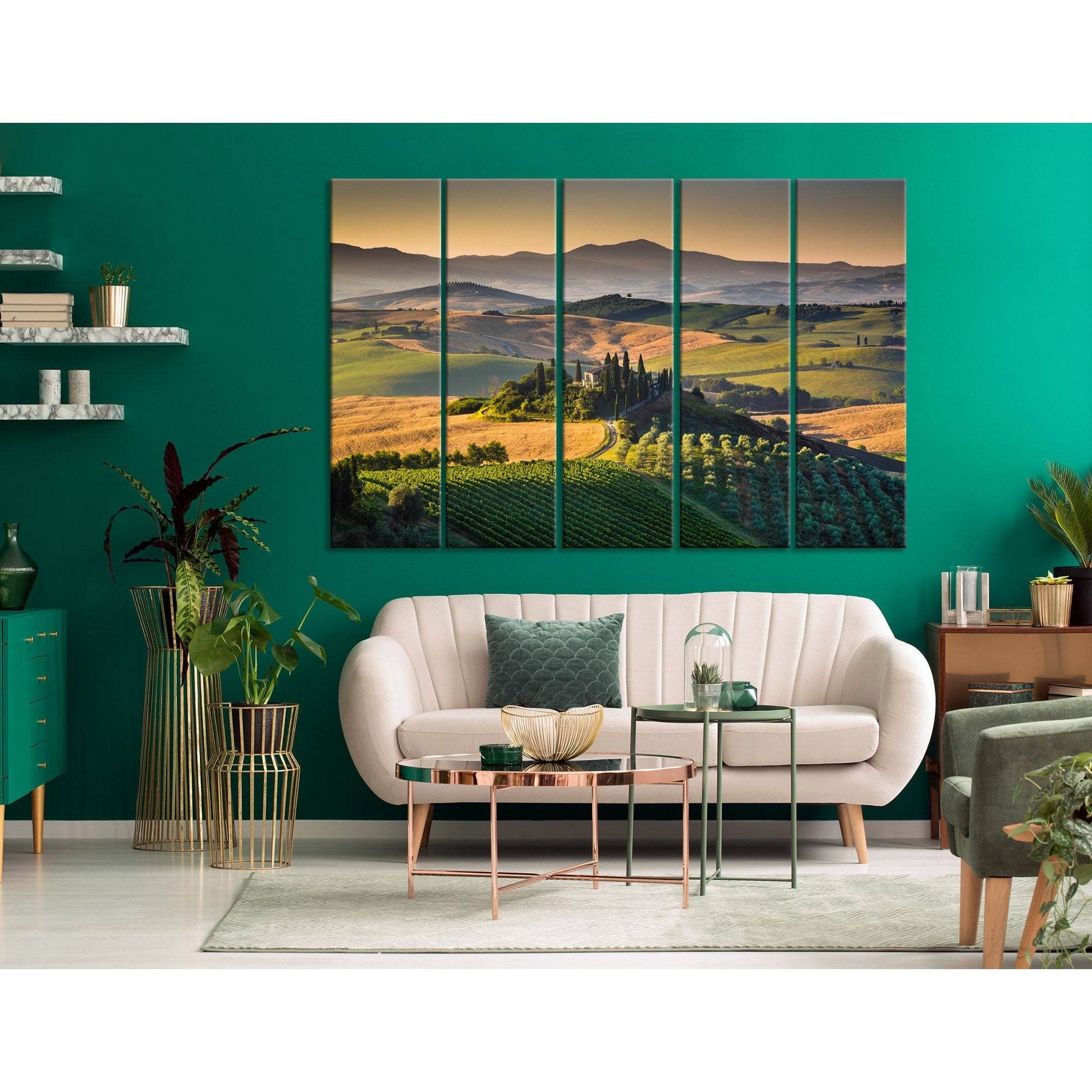 Tuscany Landscape With Rolling Hills And Valleys In Golden Morning Light №04219 Ready to Hang Canvas PrintCanvas art arrives ready to hang, with hanging accessories included and no additional framing required. Every canvas print is hand-crafted, made on-d