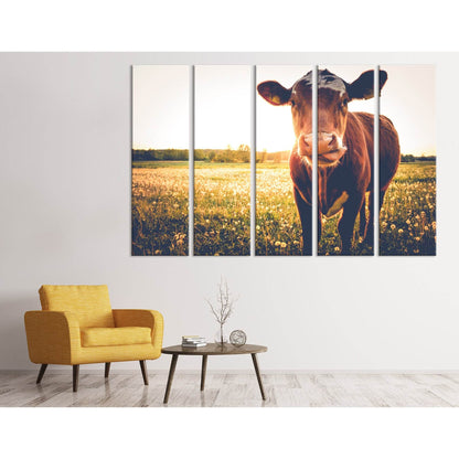 Happy Cow On A Meadow During Sunset №04239 Ready to Hang Canvas PrintCanvas art arrives ready to hang, with hanging accessories included and no additional framing required. Every canvas print is hand-crafted, made on-demand at our workshop and expertly st