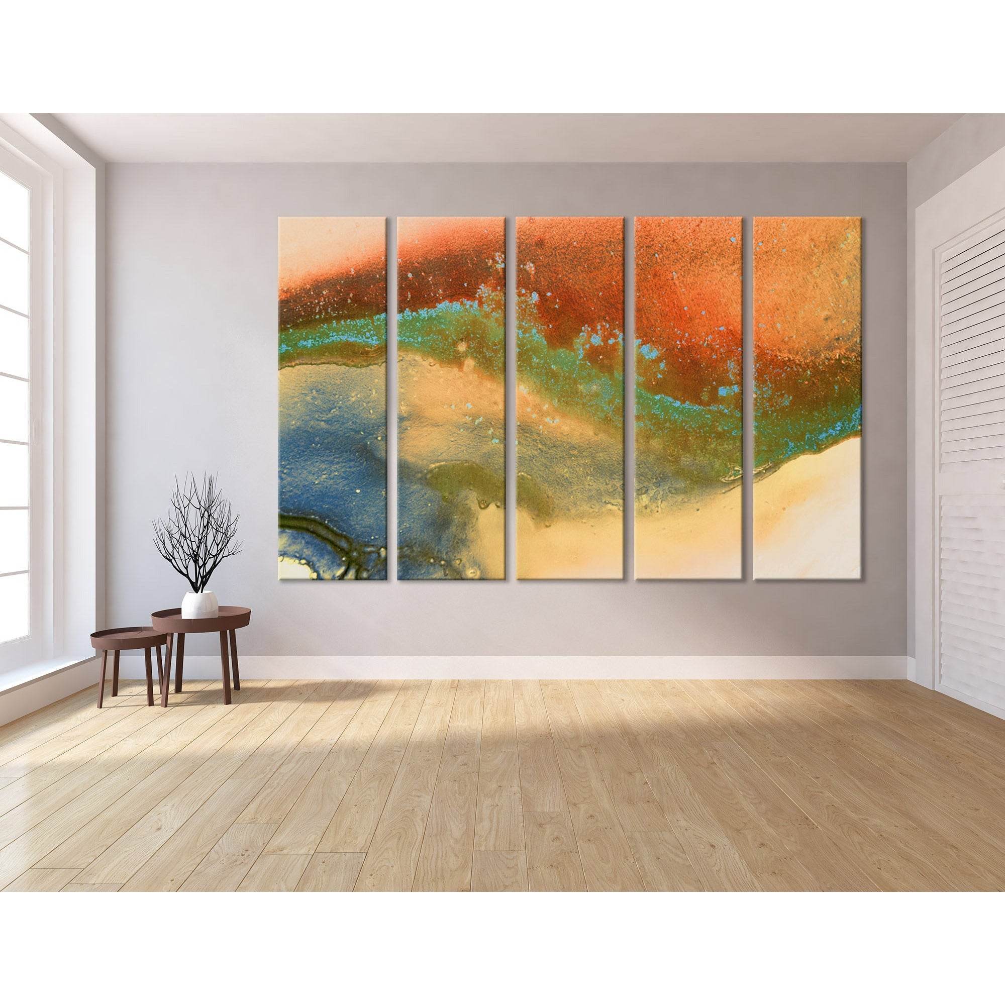 Orange, Blue, Yellow And Green Abstract №04283 Ready to Hang Canvas Pr ...