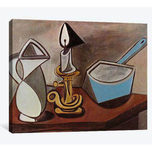 Pablo Picasso, Pitcher, candle and casserole - Canvas printCanvas art arrives ready to hang, with hanging accessories included and no additional framing required. Every canvas print is hand-crafted, made on-demand at our workshop and expertly stretched ar