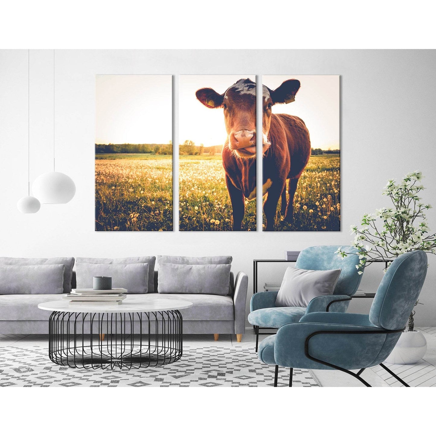 Happy Cow On A Meadow During Sunset №04239 Ready to Hang Canvas PrintCanvas art arrives ready to hang, with hanging accessories included and no additional framing required. Every canvas print is hand-crafted, made on-demand at our workshop and expertly st