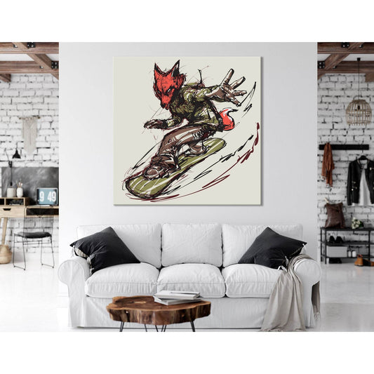 Fox On The Snowboard, Winter Sport №04426 Ready To Hang Canvas PrintCanvas art arrives ready to hang, with hanging accessories included and no additional framing required. Every canvas print is hand-crafted, made on-demand at our workshop and expertly str