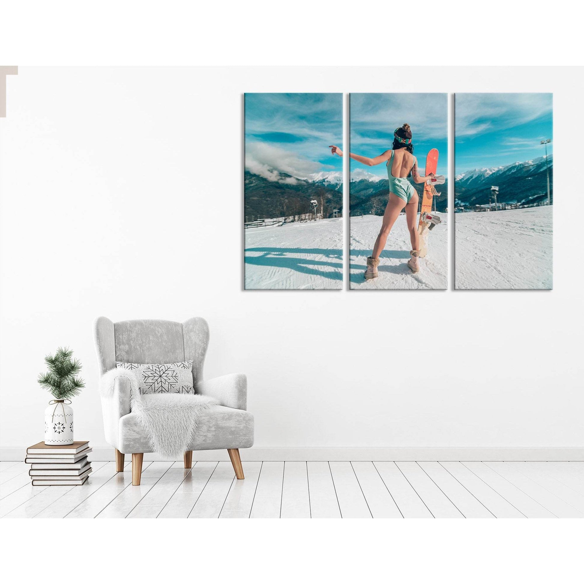 Girl In Bikini With The Snowboard №04427 Ready to Hang Canvas PrintCanvas art arrives ready to hang, with hanging accessories included and no additional framing required. Every canvas print is hand-crafted, made on-demand at our workshop and expertly stre