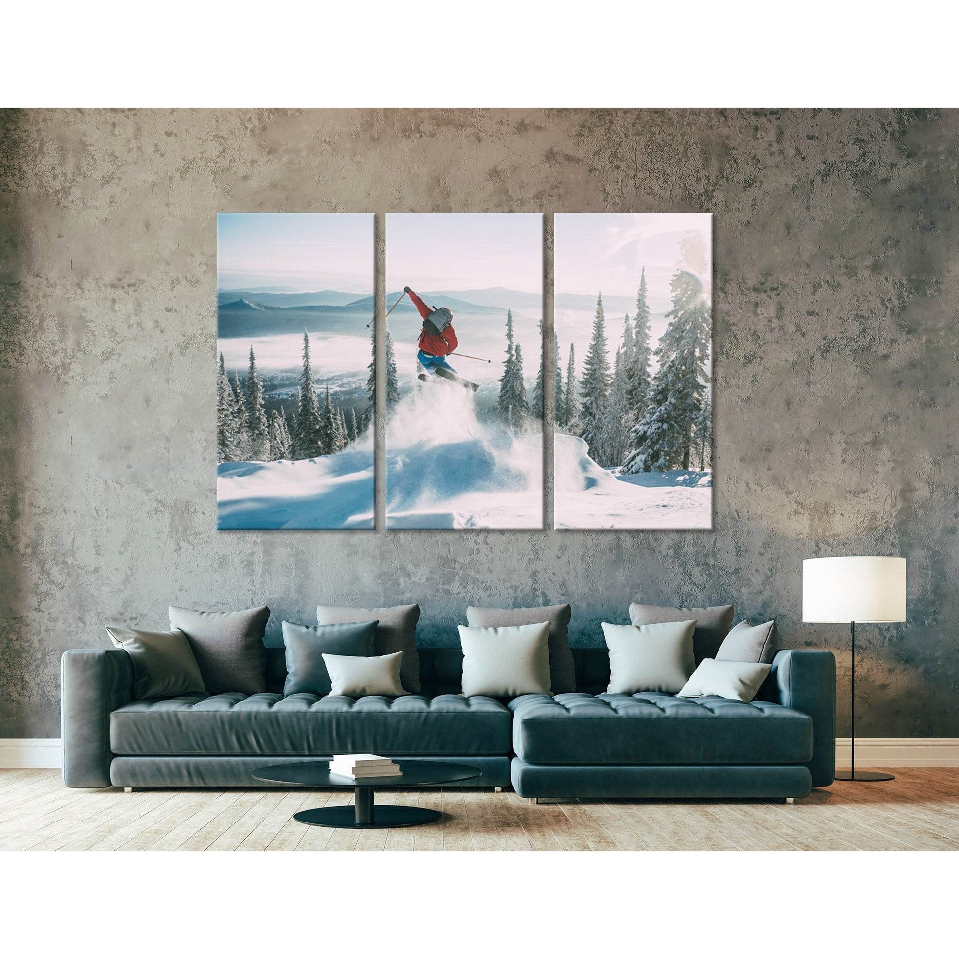 Skier Jump №04450 Ready to Hang Canvas PrintCanvas art arrives ready to hang, with hanging accessories included and no additional framing required. Every canvas print is hand-crafted, made on-demand at our workshop and expertly stretched around 100% North