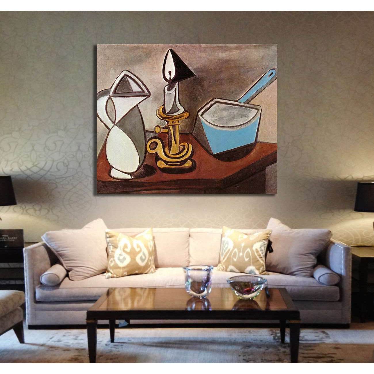 Pablo Picasso, Pitcher, candle and casserole - Canvas printCanvas art arrives ready to hang, with hanging accessories included and no additional framing required. Every canvas print is hand-crafted, made on-demand at our workshop and expertly stretched ar