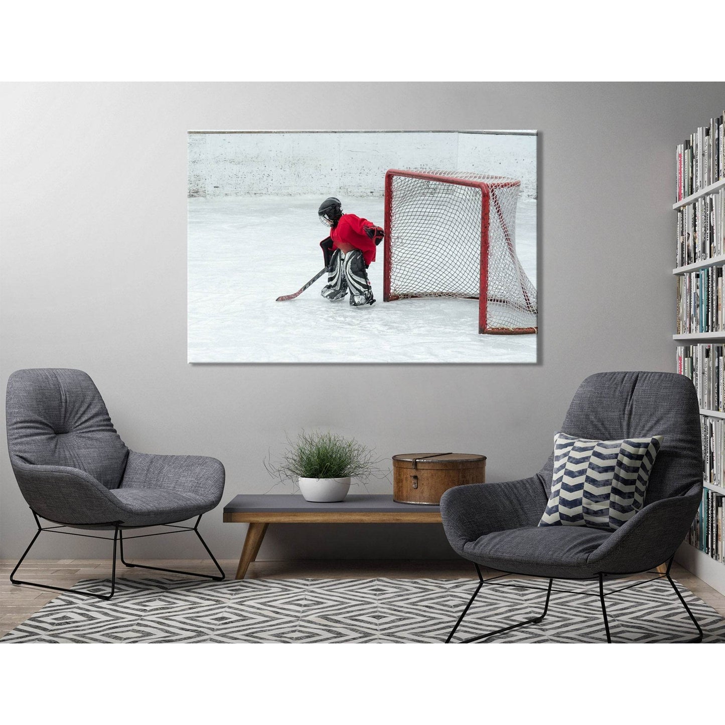 Goalkeeper On The Ice, Kids Hockey №04448 Ready to Hang Canvas PrintCanvas art arrives ready to hang, with hanging accessories included and no additional framing required. Every canvas print is hand-crafted, made on-demand at our workshop and expertly str