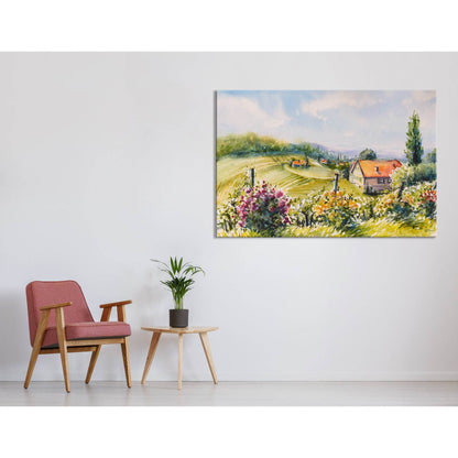 Landscape With Summer Vineyards And Roses Bushes In South Styria, Austria №04215 Ready to Hang Canvas PrintCanvas art arrives ready to hang, with hanging accessories included and no additional framing required. Every canvas print is hand-crafted, made on-