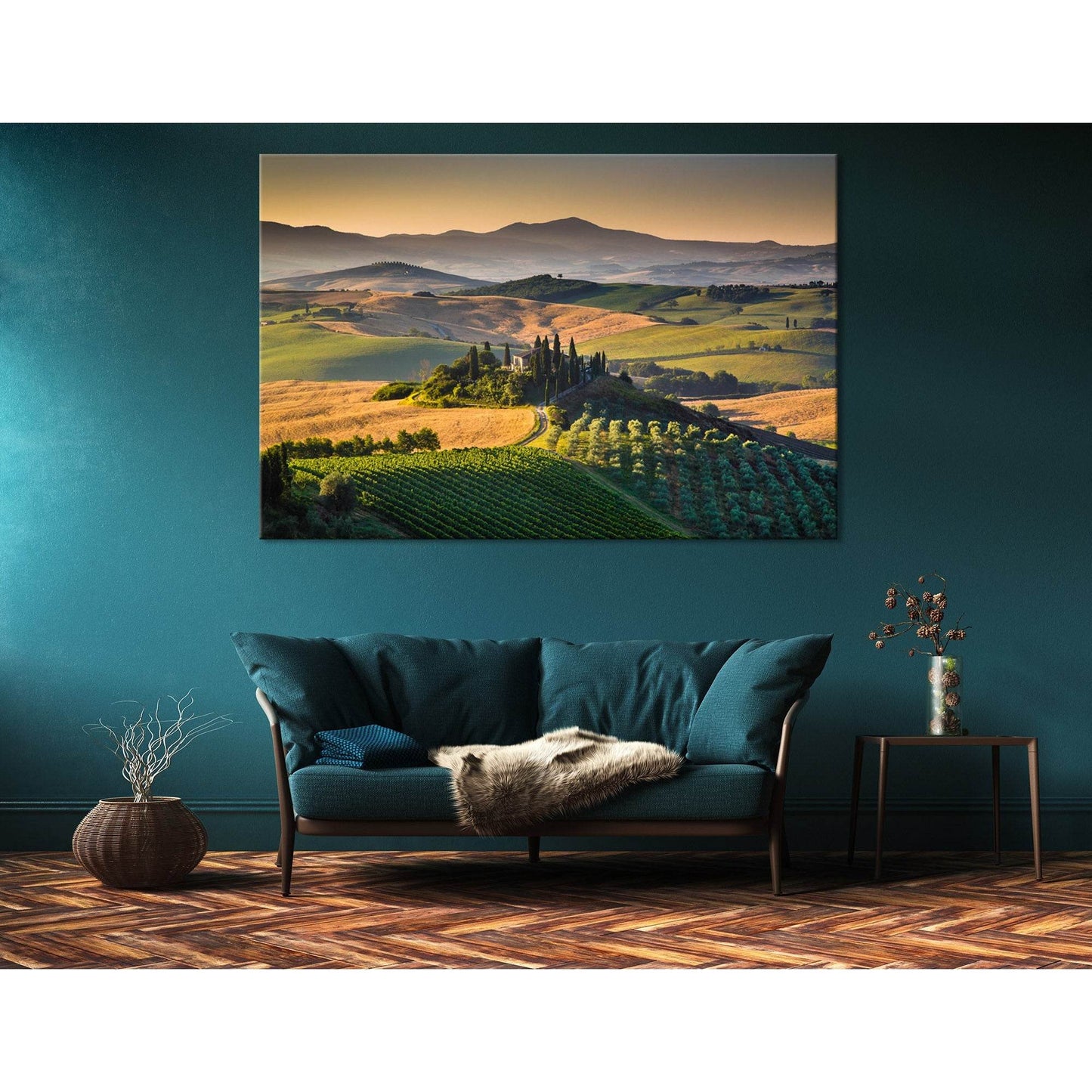 Tuscany Landscape With Rolling Hills And Valleys In Golden Morning Light №04219 Ready to Hang Canvas PrintCanvas art arrives ready to hang, with hanging accessories included and no additional framing required. Every canvas print is hand-crafted, made on-d