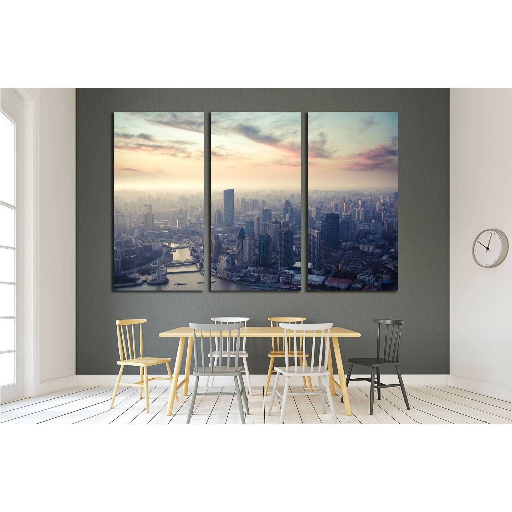 a bird's eye view of shanghai at dusk №2246 Ready to Hang Canvas PrintCanvas art arrives ready to hang, with hanging accessories included and no additional framing required. Every canvas print is hand-crafted, made on-demand at our workshop and expertly s