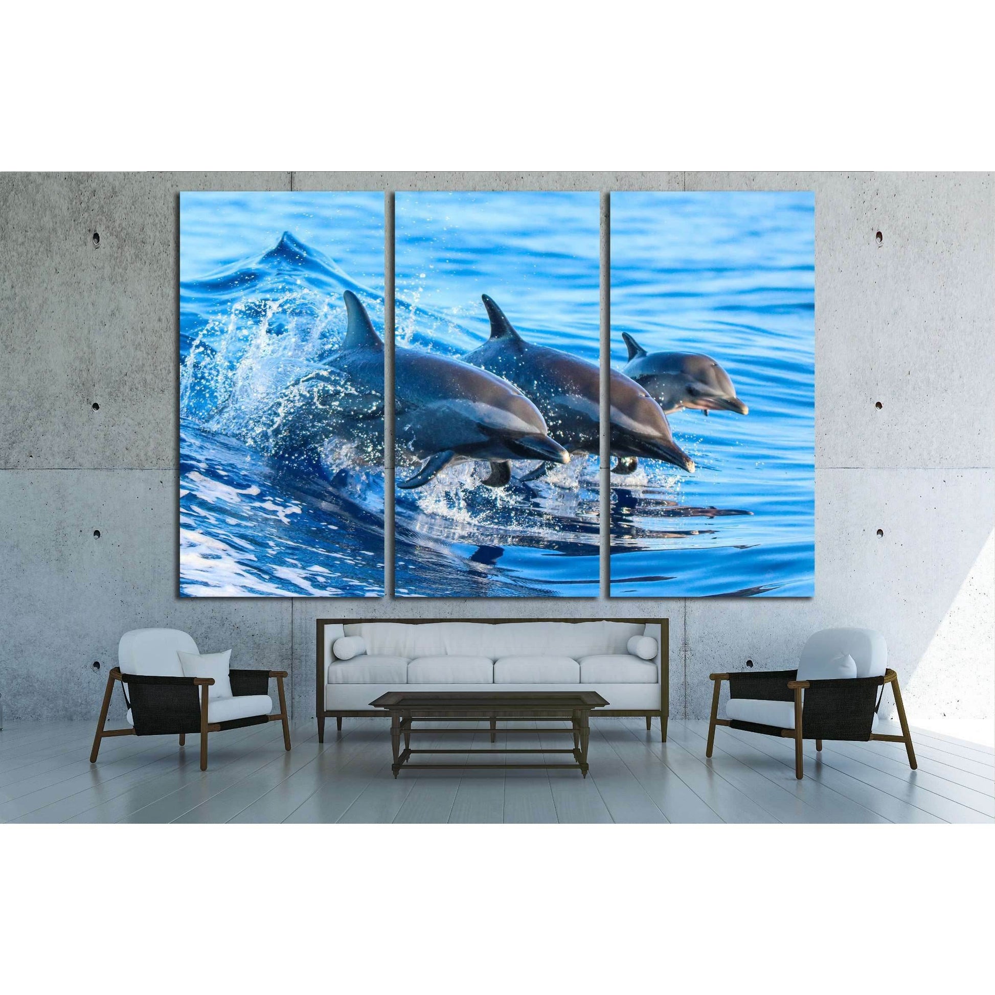 A spotted dolphin family leaping out of the clear blue Hawaii waters №2356 Ready to Hang Canvas PrintCanvas art arrives ready to hang, with hanging accessories included and no additional framing required. Every canvas print is hand-crafted, made on-demand