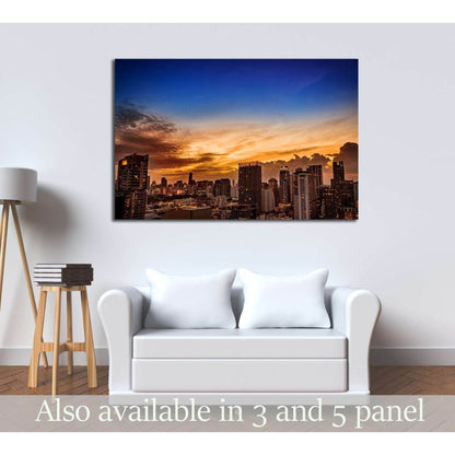 abstract urban skyline cityscape on twilight time №2720 Ready to Hang Canvas PrintCanvas art arrives ready to hang, with hanging accessories included and no additional framing required. Every canvas print is hand-crafted, made on-demand at our workshop an