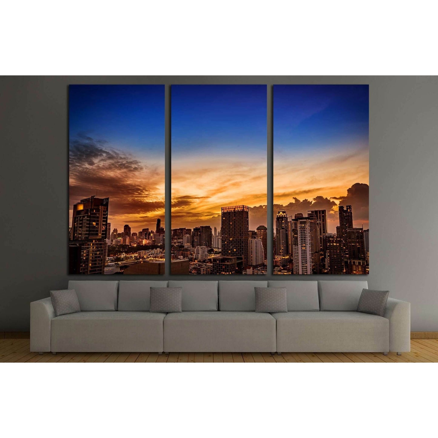 abstract urban skyline cityscape on twilight time №2720 Ready to Hang Canvas PrintCanvas art arrives ready to hang, with hanging accessories included and no additional framing required. Every canvas print is hand-crafted, made on-demand at our workshop an