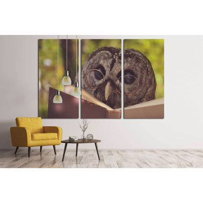 An owl animal with glasses is reading a book in the woods №1849 Ready to Hang Canvas PrintCanvas art arrives ready to hang, with hanging accessories included and no additional framing required. Every canvas print is hand-crafted, made on-demand at our wor