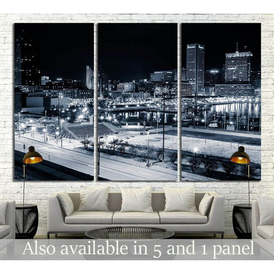 Baltimore Inner Harbor and skyline during twilight from Federal Hill №2152 Ready to Hang Canvas PrintCanvas art arrives ready to hang, with hanging accessories included and no additional framing required. Every canvas print is hand-crafted, made on-demand