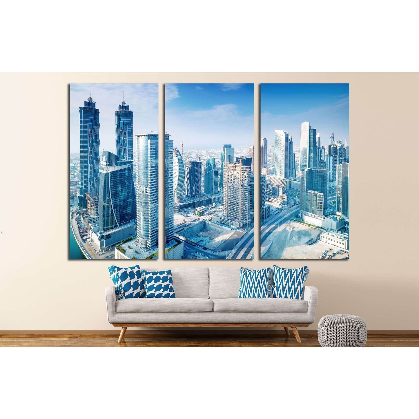 Beautiful Dubai city, bird eye view on majestic cityscape with modern new buildings, United Arab Emirates №2293 Ready to Hang Canvas PrintCanvas art arrives ready to hang, with hanging accessories included and no additional framing required. Every canvas