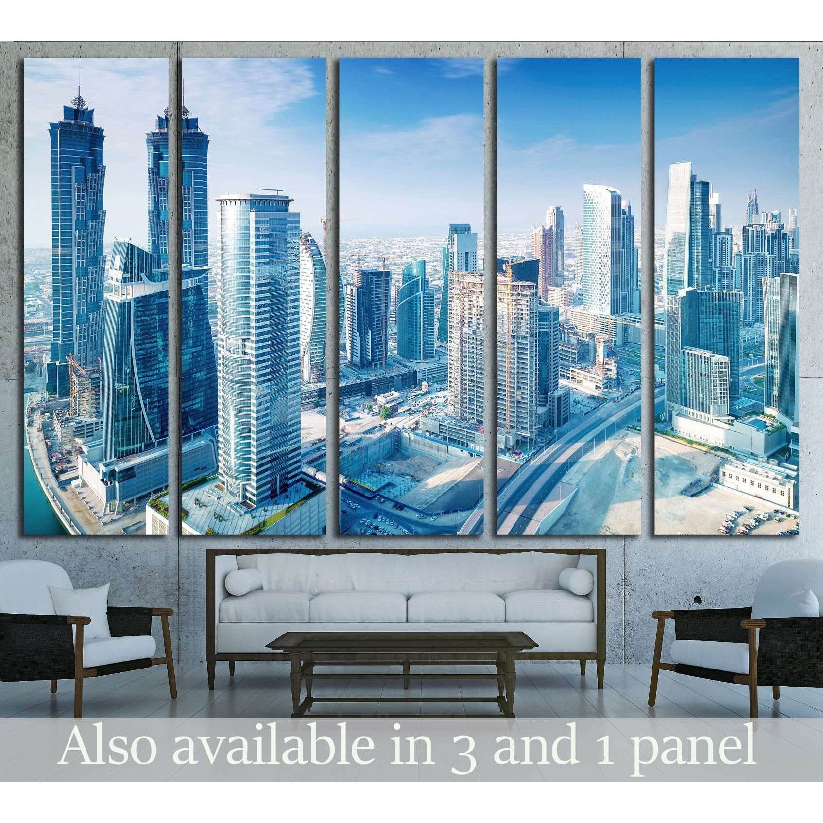 Beautiful Dubai city, bird eye view on majestic cityscape with modern new buildings, United Arab Emirates №2293 Ready to Hang Canvas PrintCanvas art arrives ready to hang, with hanging accessories included and no additional framing required. Every canvas