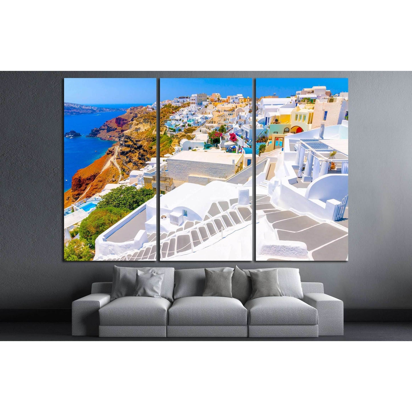 Beautiful steps in Oia the most beautiful village of Santorini island in Greece №2641 Ready to Hang Canvas PrintCanvas art arrives ready to hang, with hanging accessories included and no additional framing required. Every canvas print is hand-crafted, mad