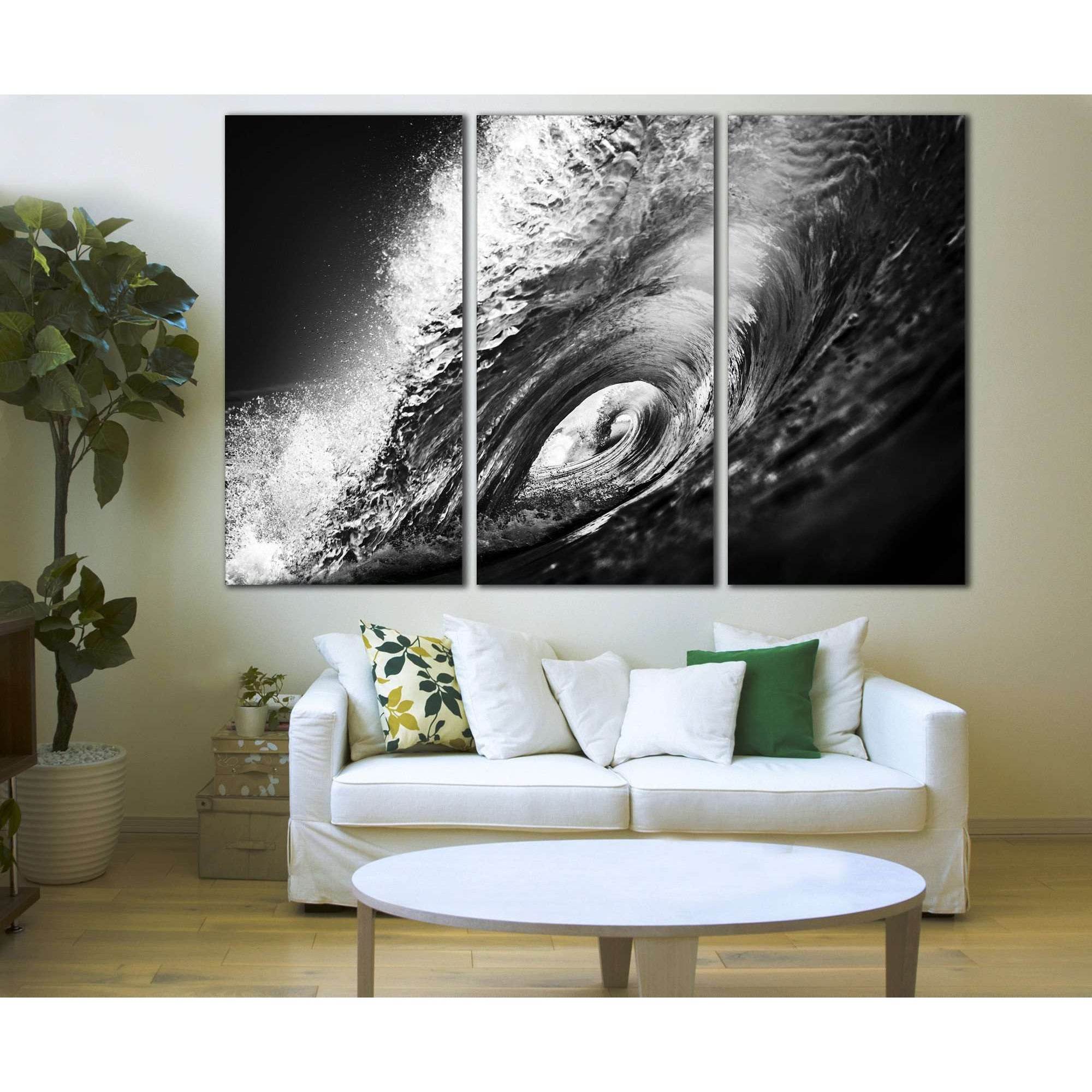 Black and White Wave №777 Ready to Hang Canvas Print