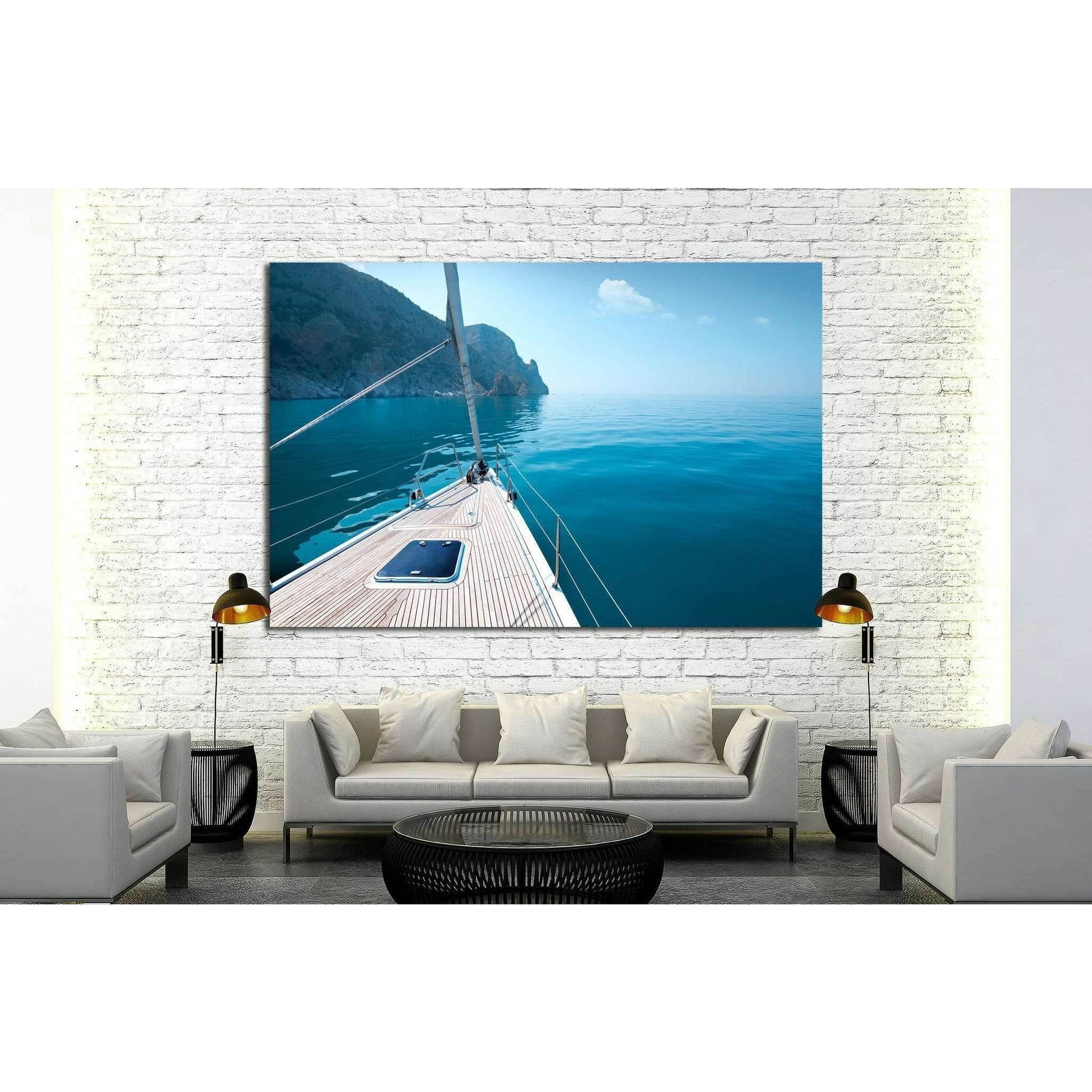 boat floats near the shore №1407 Ready to Hang Canvas PrintCanvas art arrives ready to hang, with hanging accessories included and no additional framing required. Every canvas print is hand-crafted, made on-demand at our workshop and expertly stretched ar