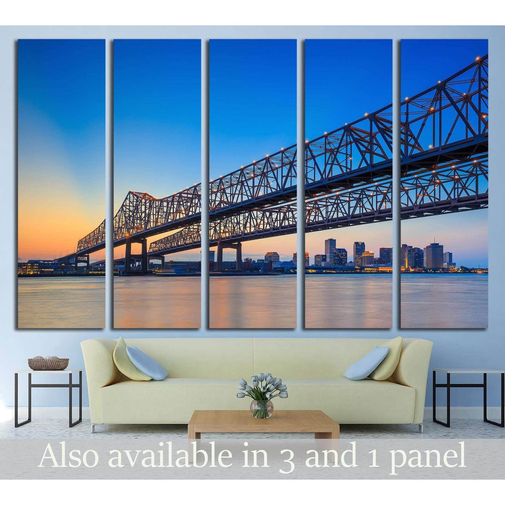 Bridge on the Mississippi river and downtown New Orleans Louisiana №1728 Ready to Hang Canvas PrintCanvas art arrives ready to hang, with hanging accessories included and no additional framing required. Every canvas print is hand-crafted, made on-demand a