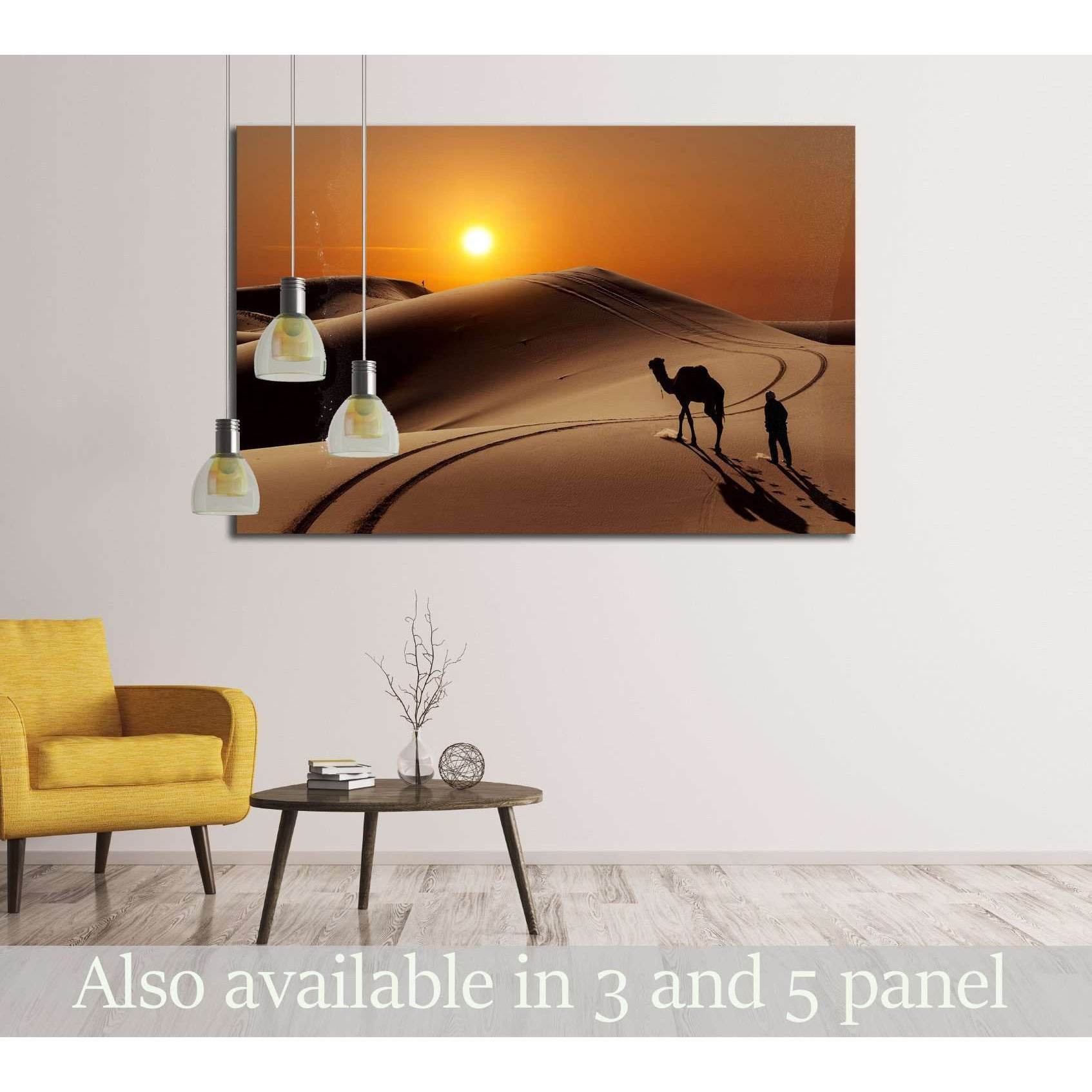 Camel with herdsman in the Sahara desert, Morocco №2695 Ready to Hang Canvas PrintCanvas art arrives ready to hang, with hanging accessories included and no additional framing required. Every canvas print is hand-crafted, made on-demand at our workshop an