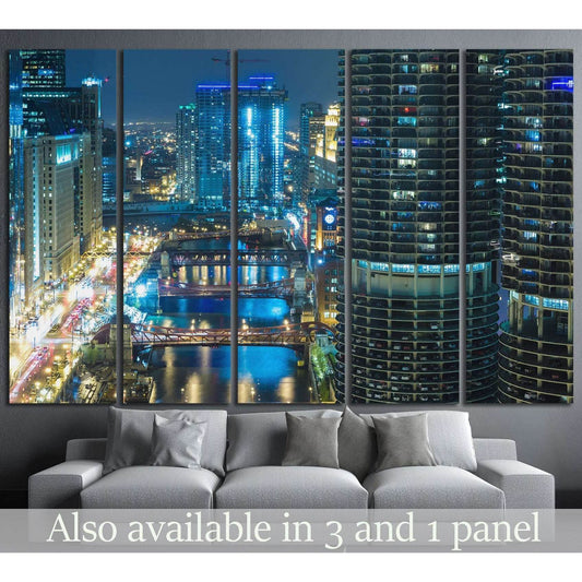 Chicago at night, Illinois, USA №1137 Ready to Hang Canvas PrintCanvas art arrives ready to hang, with hanging accessories included and no additional framing required. Every canvas print is hand-crafted, made on-demand at our workshop and expertly stretch