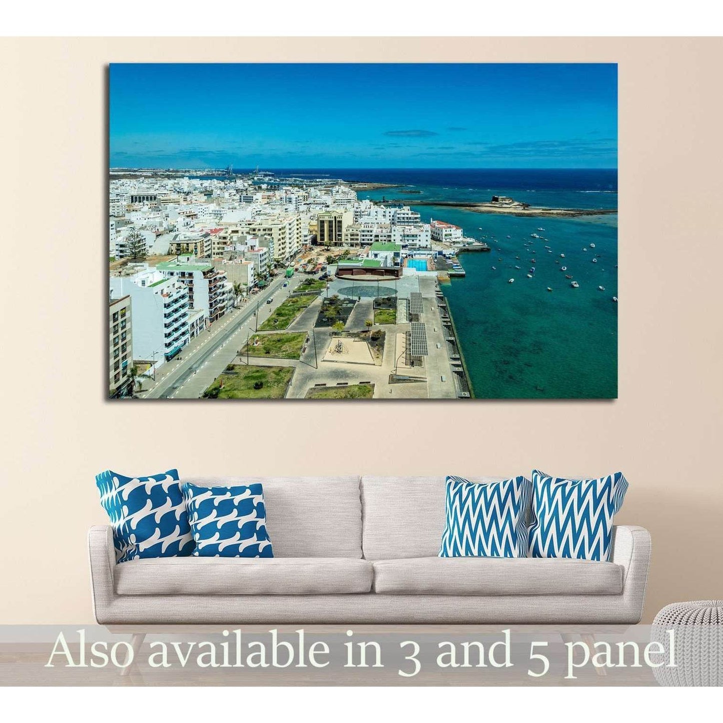 Cityscape of Arrecife, the capital city of Lanzarote island, Spain №1765 Ready to Hang Canvas PrintCanvas art arrives ready to hang, with hanging accessories included and no additional framing required. Every canvas print is hand-crafted, made on-demand a