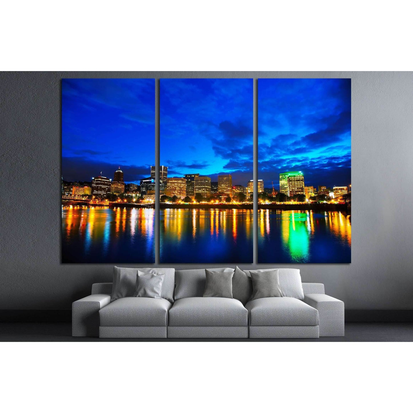 Downtown Portland, Oregon cityscape at the night time №2175 Ready to Hang Canvas PrintCanvas art arrives ready to hang, with hanging accessories included and no additional framing required. Every canvas print is hand-crafted, made on-demand at our worksho