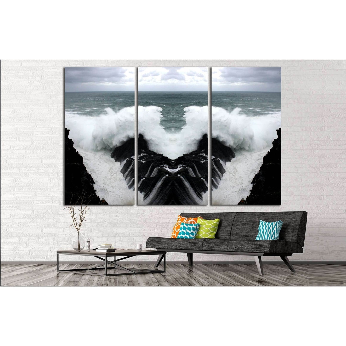 Fantastic sea,geometric composition of Wave crashing, artistic composition №2542 Ready to Hang Canvas PrintCanvas art arrives ready to hang, with hanging accessories included and no additional framing required. Every canvas print is hand-crafted, made on-