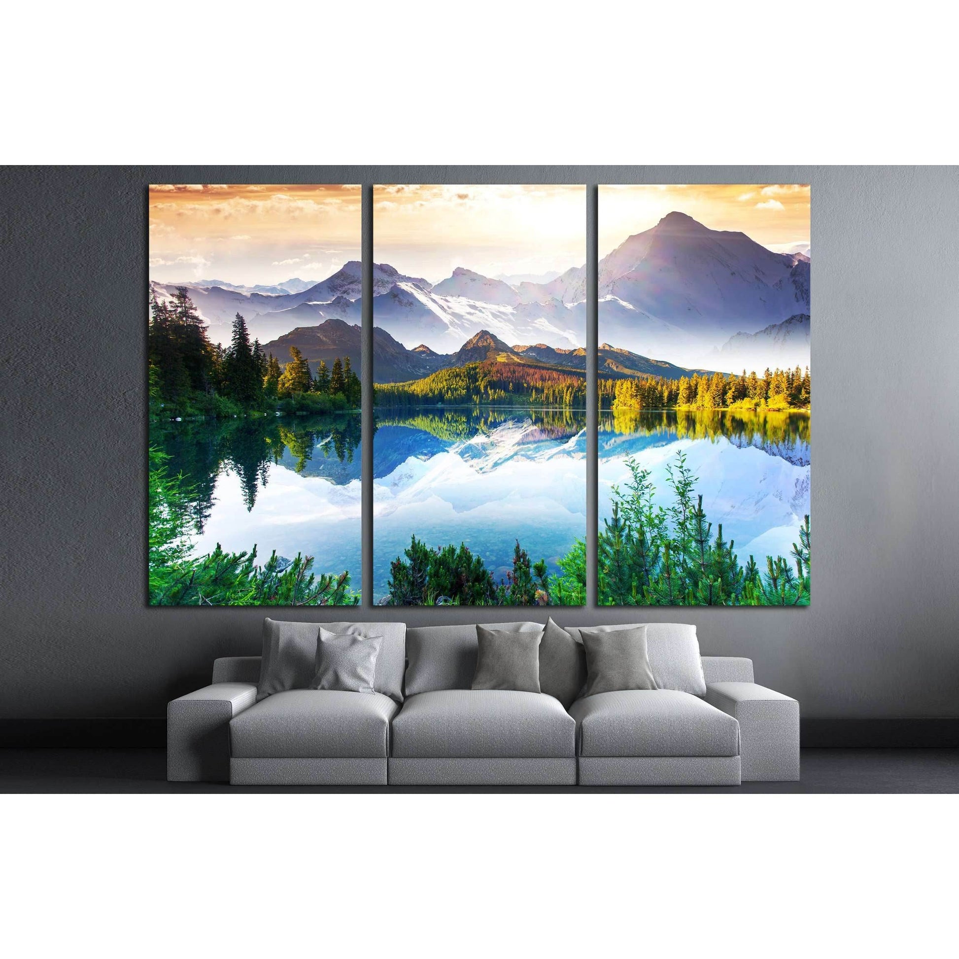 Fantastic sunny day is in mountain lake. Creative collage. Beauty world. №2700 Ready to Hang Canvas PrintCanvas art arrives ready to hang, with hanging accessories included and no additional framing required. Every canvas print is hand-crafted, made on-de