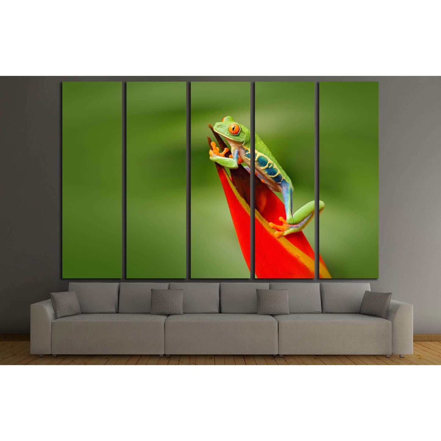 Frog in the nature. Beautiful frog in forest, exotic animal from central America, red flower №2803 Ready to Hang Canvas PrintCanvas art arrives ready to hang, with hanging accessories included and no additional framing required. Every canvas print is hand