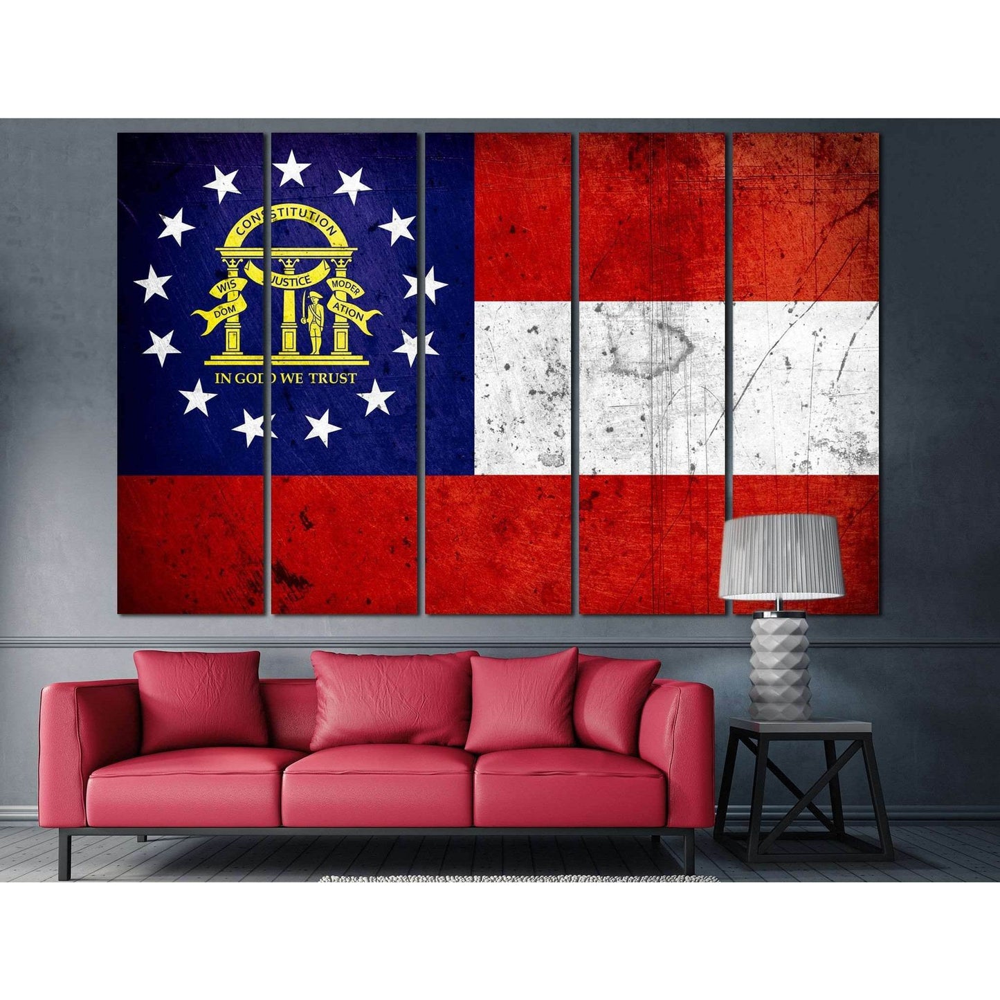 Georgia Grunge Flag №838 Ready to Hang Canvas PrintCanvas art arrives ready to hang, with hanging accessories included and no additional framing required. Every canvas print is hand-crafted, made on-demand at our workshop and expertly stretched around 100