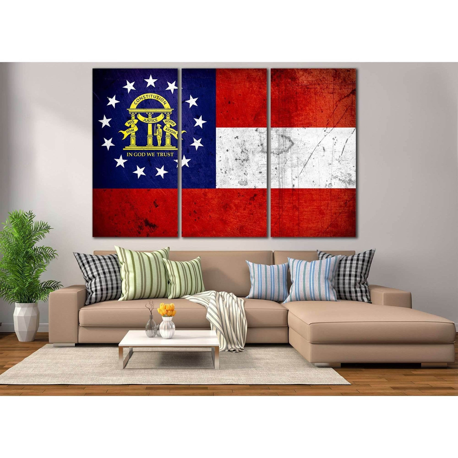 Georgia Grunge Flag №838 Ready to Hang Canvas PrintCanvas art arrives ready to hang, with hanging accessories included and no additional framing required. Every canvas print is hand-crafted, made on-demand at our workshop and expertly stretched around 100