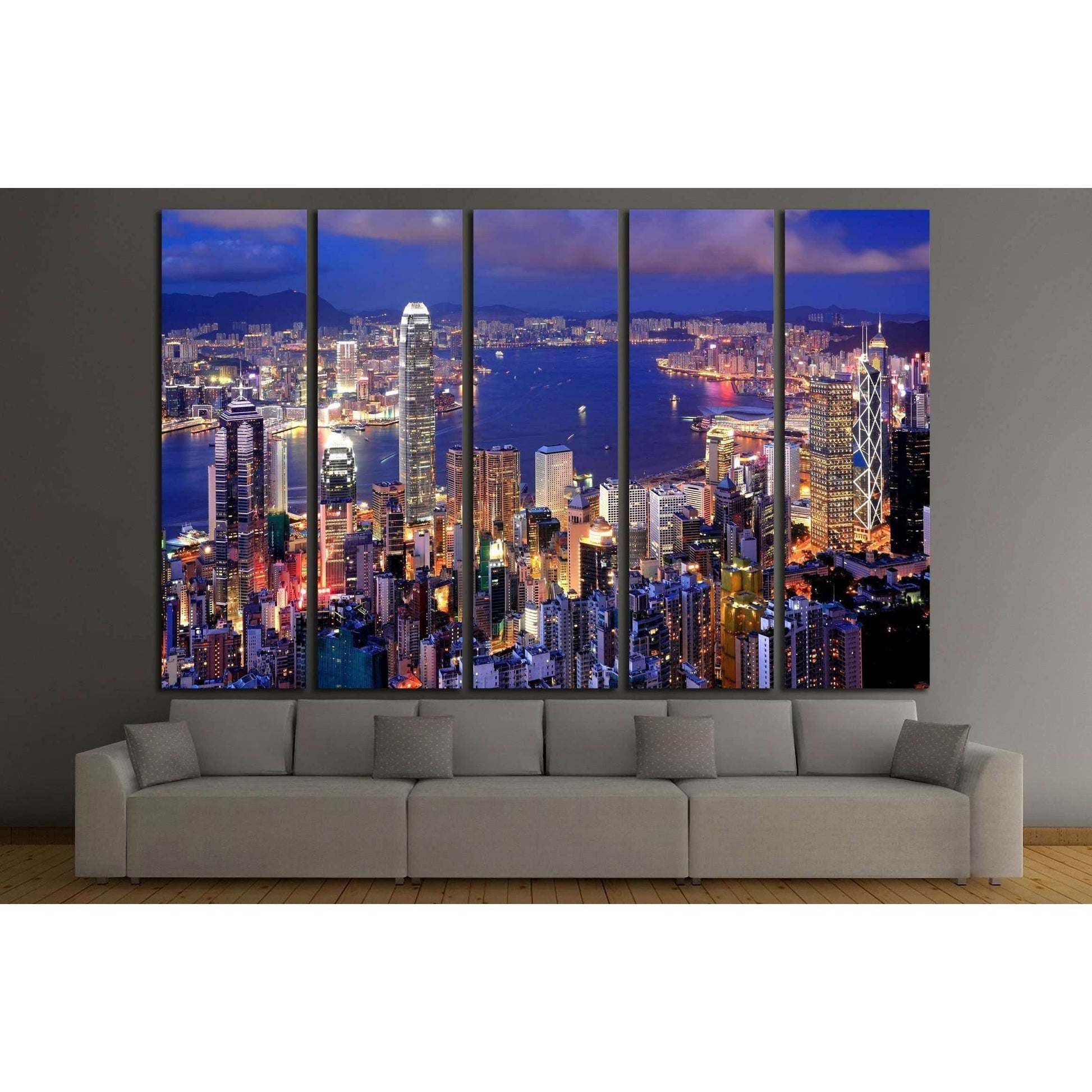 Hong Kong cityscape at night №2232 Ready to Hang Canvas PrintCanvas art arrives ready to hang, with hanging accessories included and no additional framing required. Every canvas print is hand-crafted, made on-demand at our workshop and expertly stretched