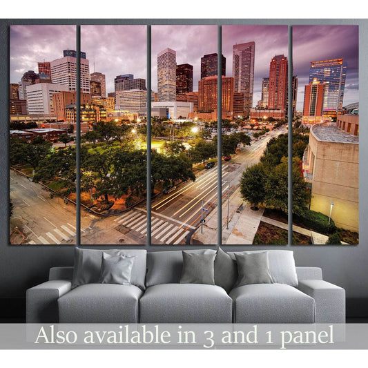 Houston Skyline at Dusk №889 Ready to Hang Canvas PrintCanvas art arrives ready to hang, with hanging accessories included and no additional framing required. Every canvas print is hand-crafted, made on-demand at our workshop and expertly stretched around