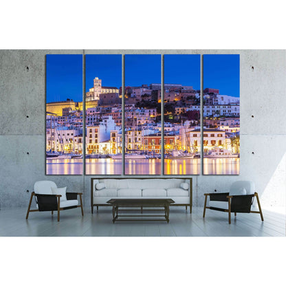 Ibiza Dalt Vila downtown at night with light reflections in the water, Ibiza, Spain. №2732 Ready to Hang Canvas PrintCanvas art arrives ready to hang, with hanging accessories included and no additional framing required. Every canvas print is hand-crafted