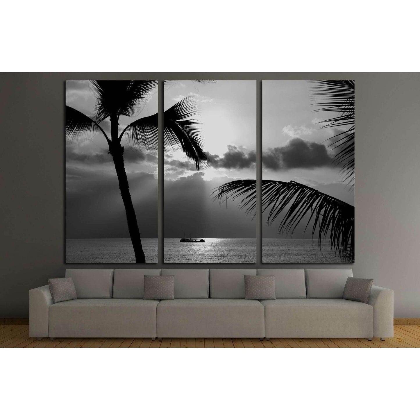 Kona Coast Party Boat Out For A Cruise in black and white №2662 Ready to Hang Canvas PrintCanvas art arrives ready to hang, with hanging accessories included and no additional framing required. Every canvas print is hand-crafted, made on-demand at our wor